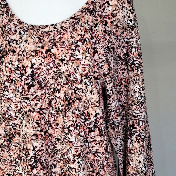 Womens Loft Textured Long Balloon Sleeve Multicolor Blouse Size M - Picture 2 of 10